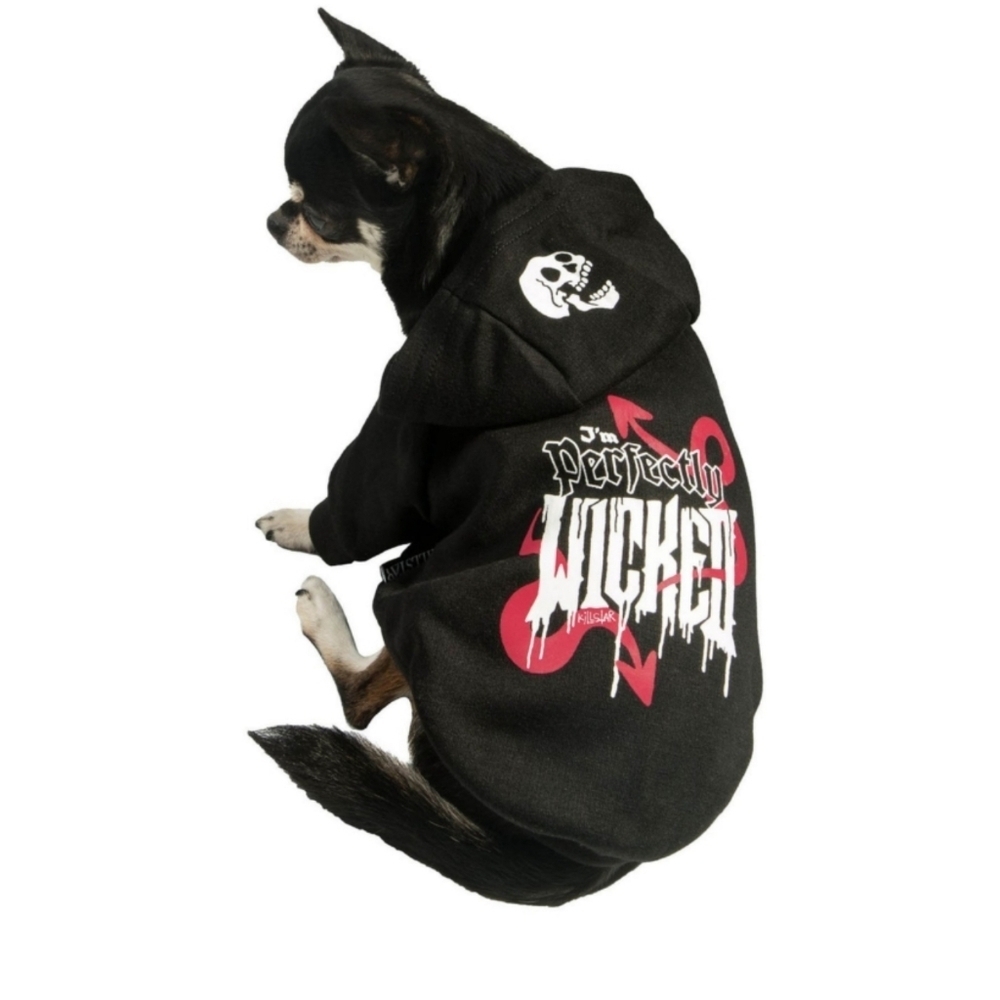 Killstar ✦ I’m Perfectly Wicked Pet Hoodie ✦ Black Jersey Red White Graphic XL